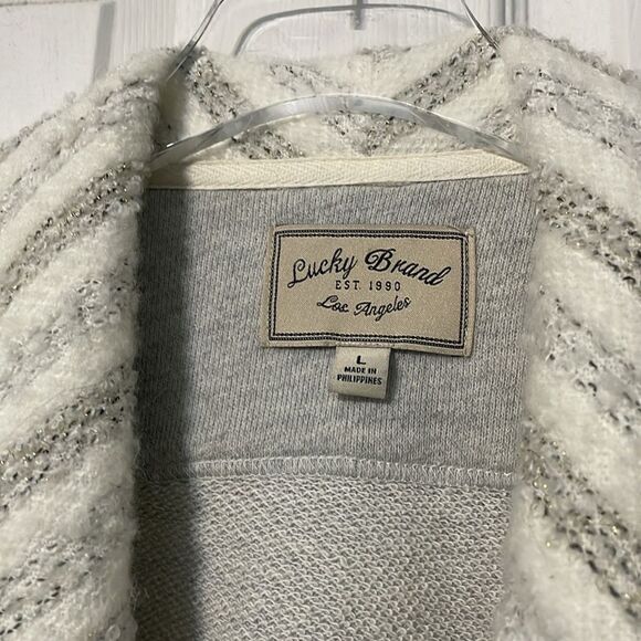 Lucky Brand Drape Front Textured Cardigan Sweater Size Large - Picture 3 of 8